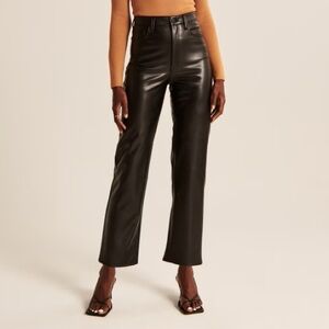 Abercrombie & Fitch Black Vegan Leather Ankle Straight Pants
